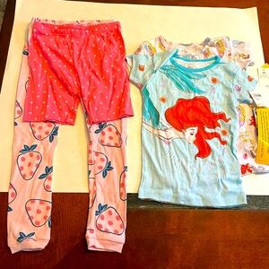 5T Pajama Lot Girls Clothing Disney Little Mermaid Princess Strawberries New